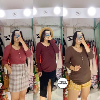 Plussize áo thun gân henley ana bigsize tay dài bigsize