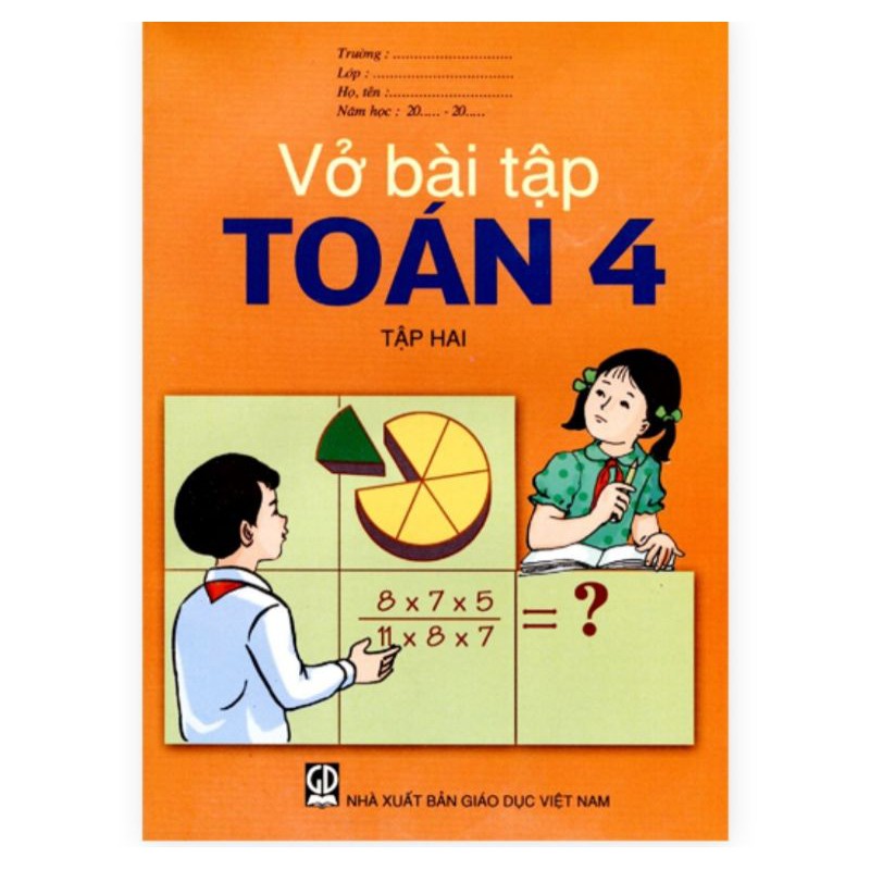 Vở bài tập toán lớp 4 tập 2(bao kính,  dán nhãn)