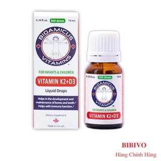 [ Quà tặng kèm ] BIOAMICUS Vitamin K2 D3 -MK7 - Giúp xương chắc khoẻ,tăng chiều cao 10ml