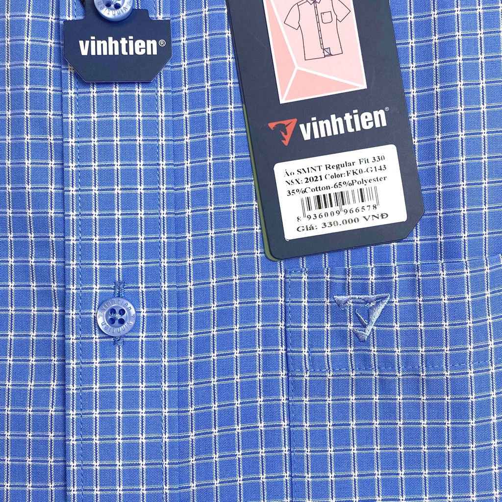 Áo Sơ Mi Nam Tay Ngắn Vĩnh Tiến Form Regular Vạt Ngang 330 - G143