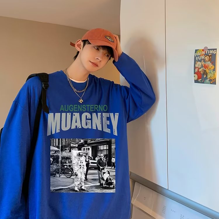 Áo Thun Tay Dài Cổ Tròn Dáng Rộng In Họa Tiết Hoạt Hình Phong Cách Hip Hop Nhật Bản Thời Trang Cho Nam Và Nữ Size M-5XL