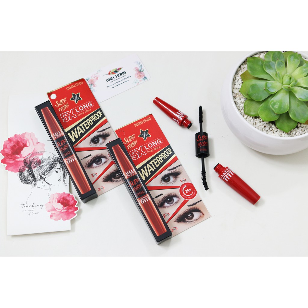 Mascara Hai Đầu Sivanna Super Model 5X Long Deep Black