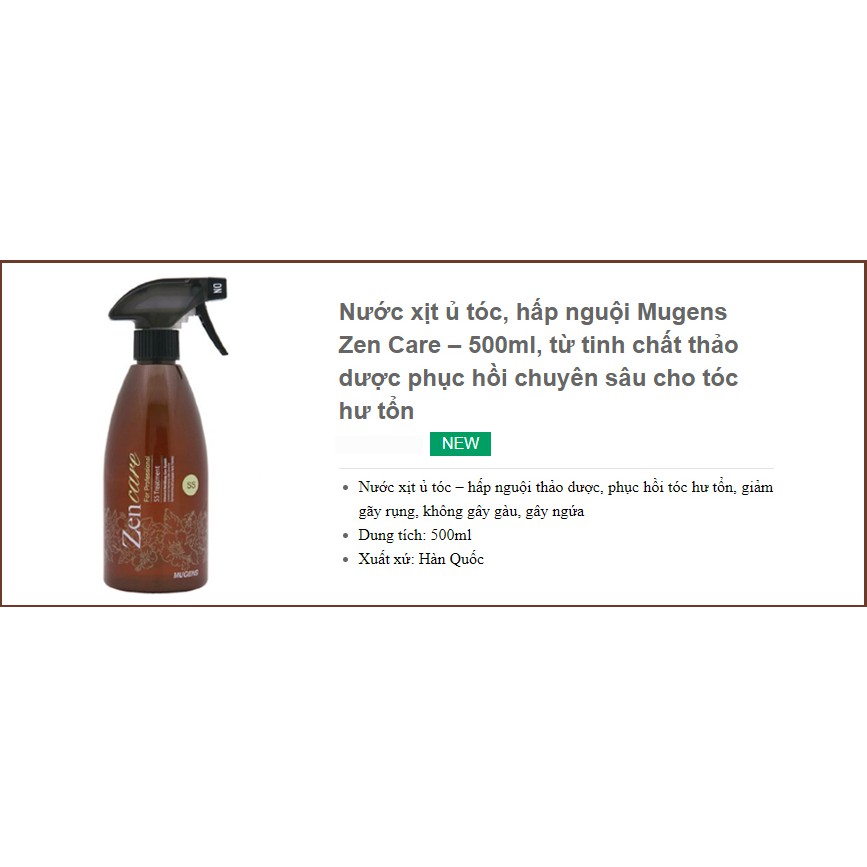 Hấp nguội tinh chất thảo dược phục hồi chuyên sâu cho tóc hư tổn  Zen Care WELCOS Hàn Quốc 500ml CT49