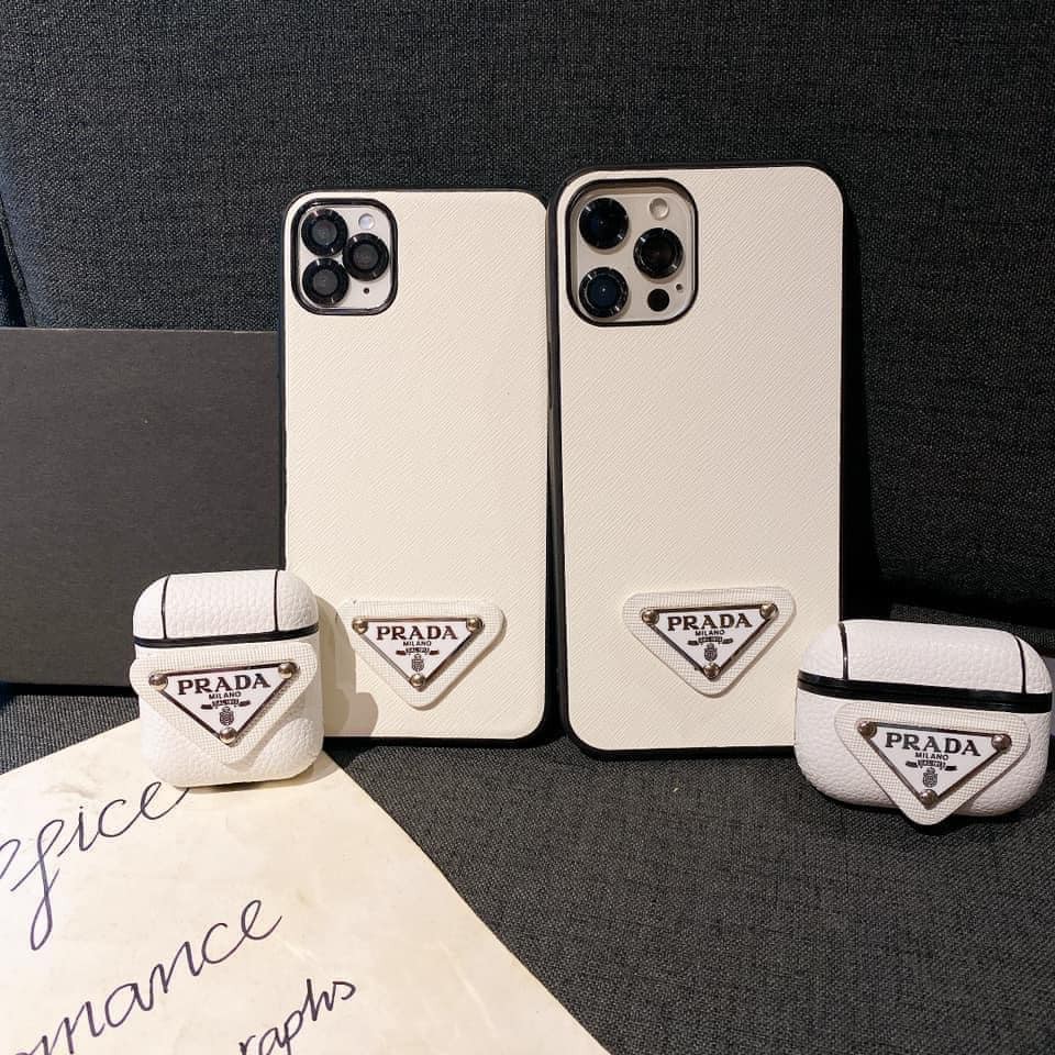 Ốp da tag P.R.A.D.A 2 màu trắng, đen iphone 7plus/8plus/X/Xs/Xsmax/11/11promax/12/12pro/12promax/13/13pro/13promax