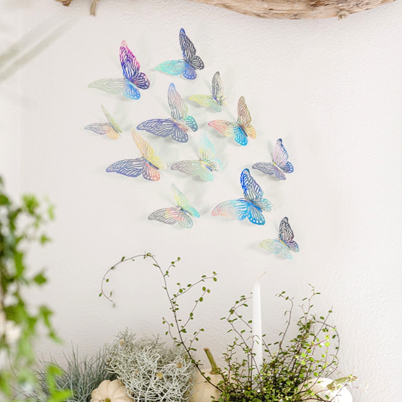 Bộ 12 Miếng Dán Tường Trang Trí Hình Bướm 3D DIY
