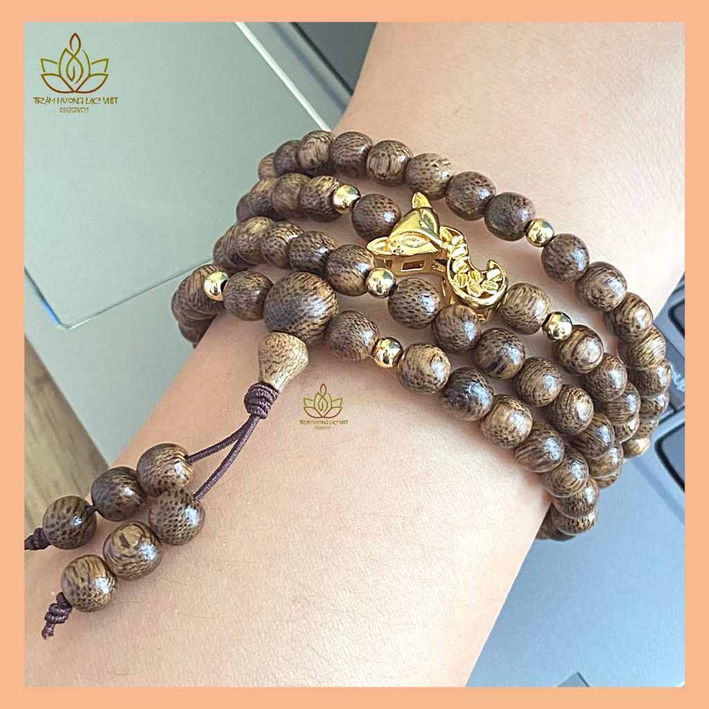 Vòng Tay Trầm Hương Hồ Ly 108 Hạt Charm Bạc 925 6mm/8mm Trầm Tốc Tự Nhiên Cao Cấp Lạc Việt cầu Tình Duyên - Bình An