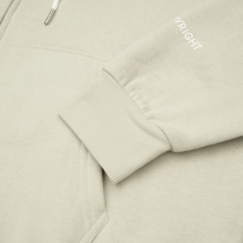 Áo Khoác Hoodie Zip Outerity Mini Signature/ Màu xám kem / Nỉ Bông ORP408