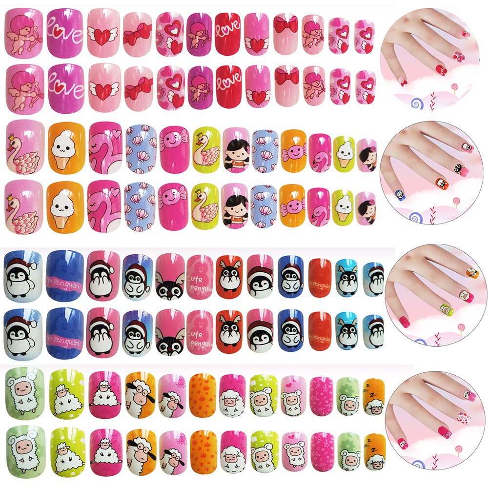 [Hàng mới về] Set 24 Móng Tay Giả Xinh Xắn Cho Bé Gái