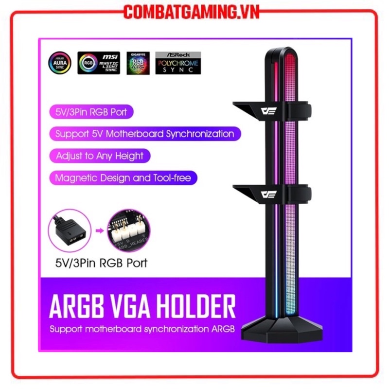 Giá Đỡ VGA DarkFlash DL240 ARGB Black/Pink/White - Hàng Chính Hãng