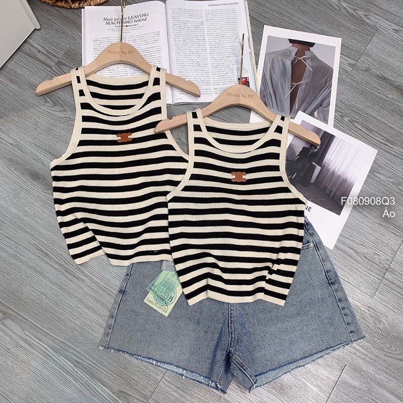 Áo len sọc ngực phối c6
