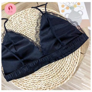 Ao bra phi bóng satin ren trơn đệm mỏng