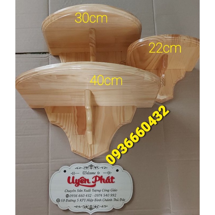 ❉♝KỆ GỖ THÔNG(mẫu mới uốn lượn sóng) BÀN THỜ CÔNG GIÁO 40×25(CM)