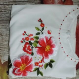 Áo dài đính hoa và ngọc( hình thật)