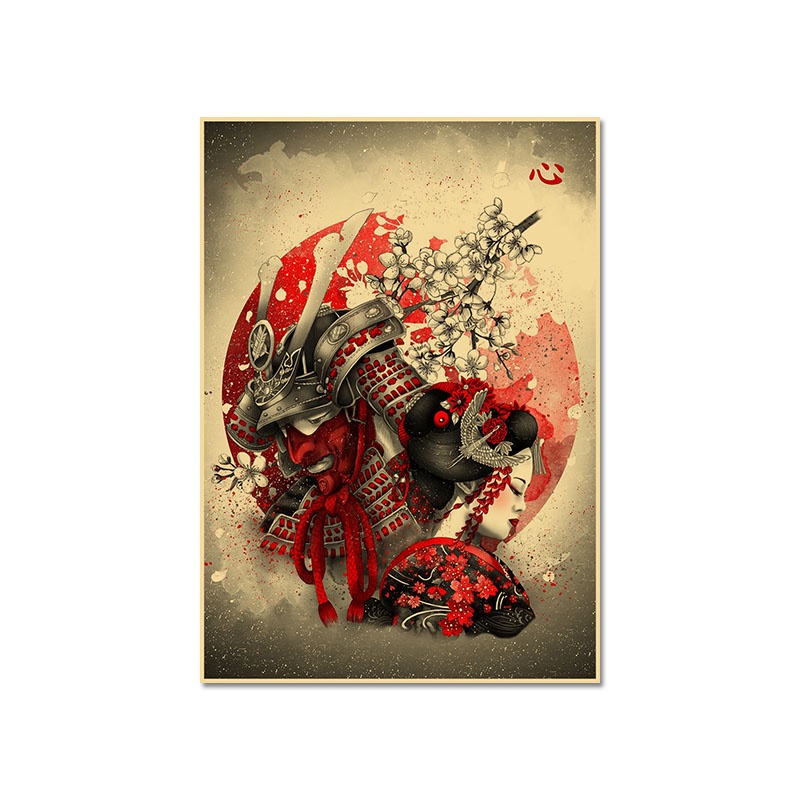 Tranh Treo Tường Họa Tiết Samurai Nhật Bản Trang Trí Nhà Cửa