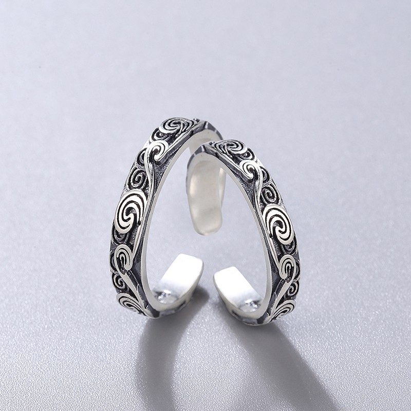 Nhẫn Nam Hình Vân Mây Cloudy Ring Kuu Clothes Thời Trang Basic Màu Bạc Đẹp Cao Cấp - Nhẫn Nam Thép Titan Không Gỉ