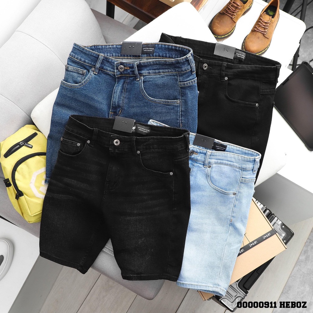Quần short jean nam Gấu 194 vải jeans bò co dãn, mềm mịn form slimfit - nhiều màu