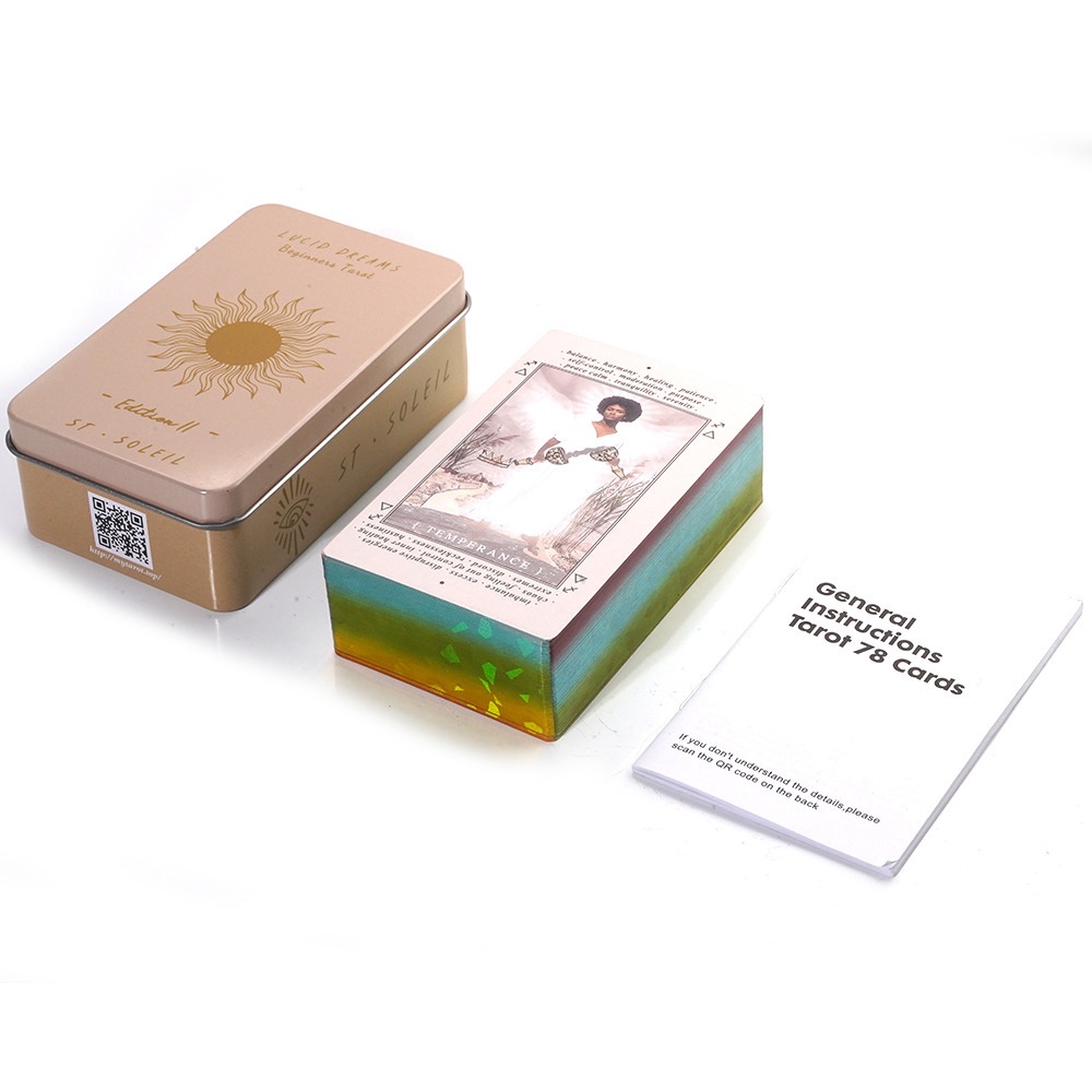 Bộ Bài Lucid Dream Beginners Tarot Hộp Thiếc Mạ Cạnh 78 Lá Tặng File Tiếng Anh Và Đá Thanh Tẩy THSB82