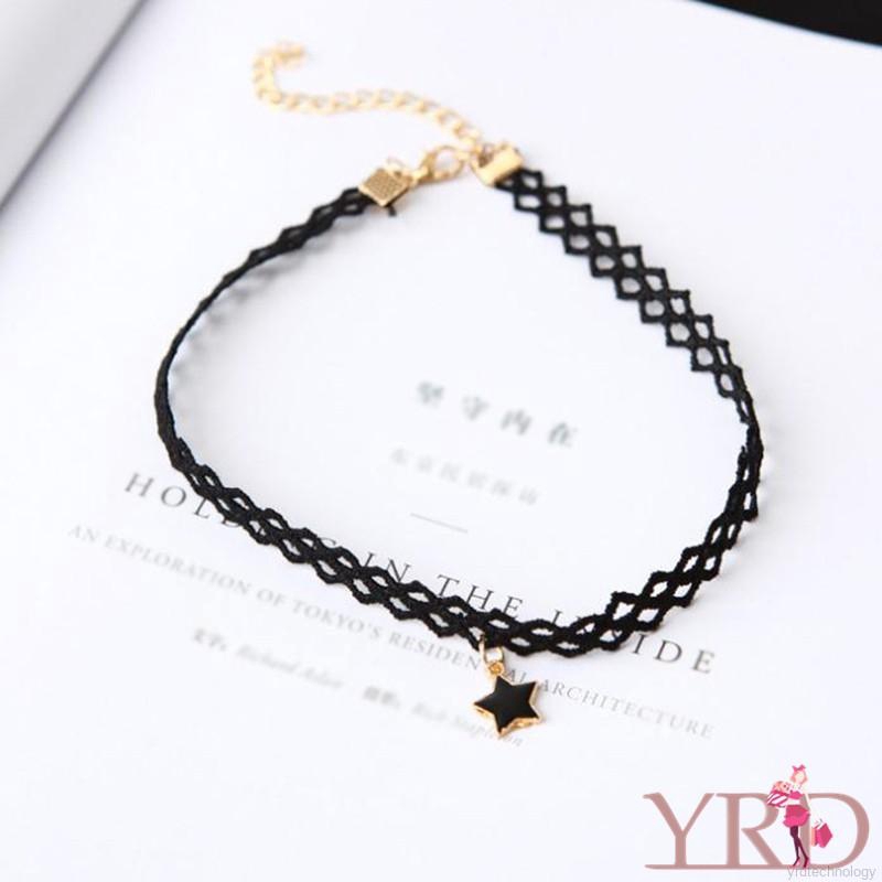 Vòng cổ choker dây ren mặt hình ngôi sao 5 cánh