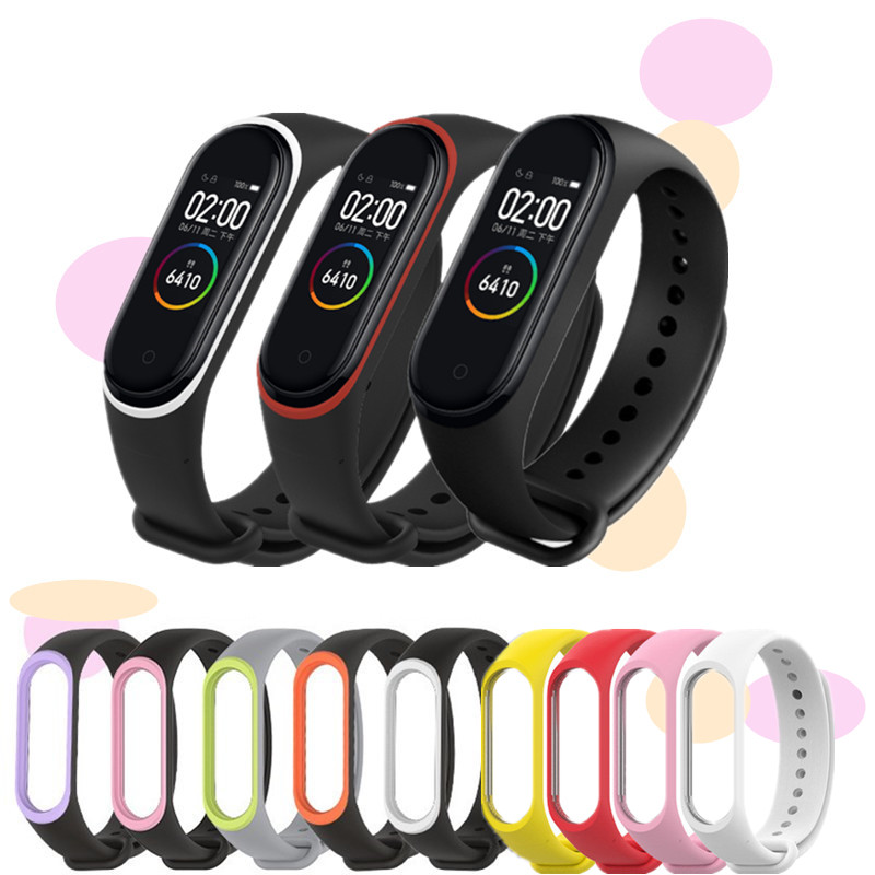 MIJOBS Dây Đeo Thay Thế Chất Liệu Silicon Màu Trơn Cho Mi Band 3 4 Xiaomi Mi Band 5