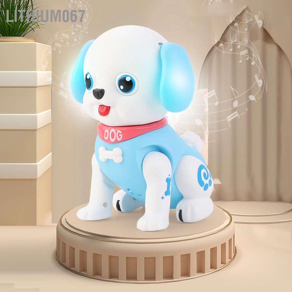 Lithium067 Đồ chơi chó robot đi bộ sủa với điện tử nhẹ thú cưng cho trẻ em bé gái trai
