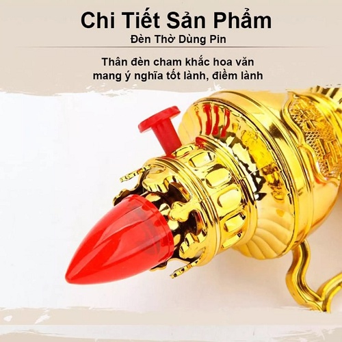 Bộ Đèn thờ cúng kiểu đèn dầu sử dụng pin, đèn để bàn thờ,an toàn khi sử dụng
