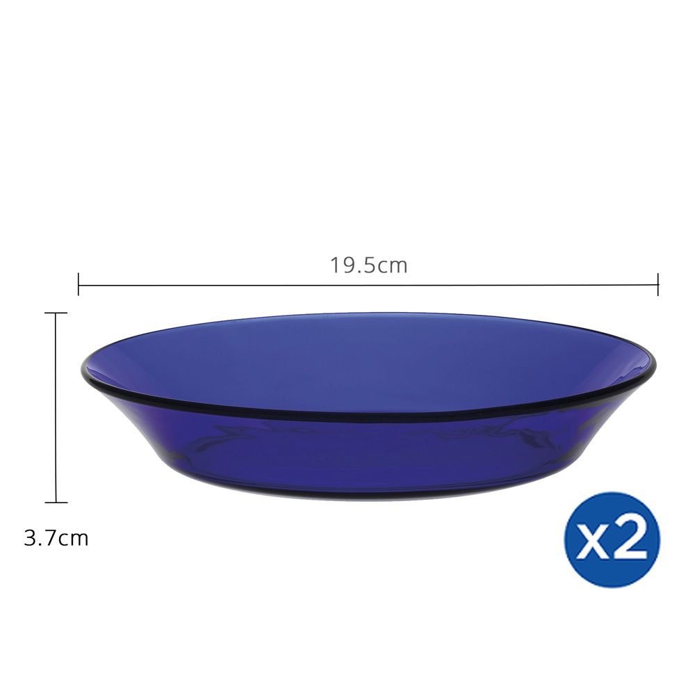 Bộ 2 dĩa D3007F Duralex - Lys Xanh Saphir 19.5cm Thủy tinh cường lực cao cấp Pháp