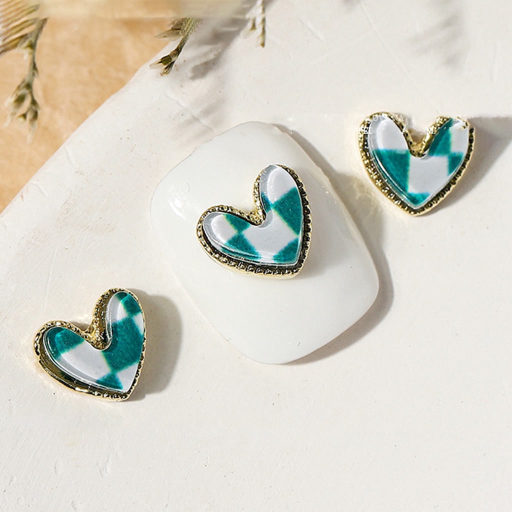 Bộ 5 Hạt Đá Hình Trái Tim Không Phai Màu Trang Trí Móng Tay