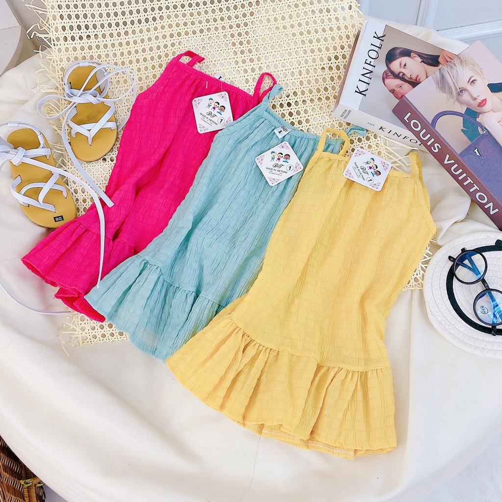 Váy 2 dây bé gái đuôi cá đũi xốp nhăn XHN975
