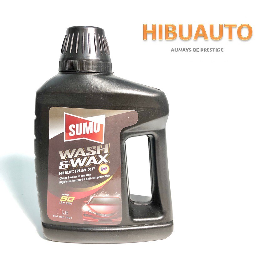 NƯỚC RỬA XE SUMO Wash And Wax 1Lít giúp rửa sạch bụi bẩn bảo vệ màu sơn có thêm phụ gia chất đánh bóng