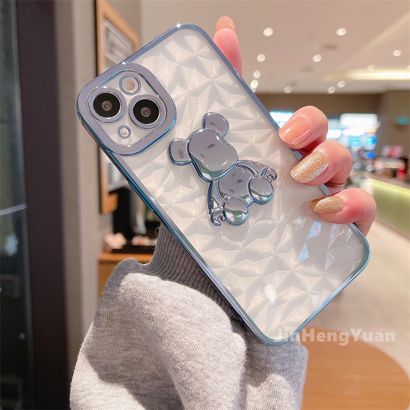 Ốp Điện Thoại Mềm Bảo Vệ Lens Họa Tiết Kim Cương 3D Cho IPhone 13 12 11 PRO MAX
