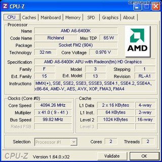 CPU AMD A6 6400k (1M Cache, 3.9Ghz)