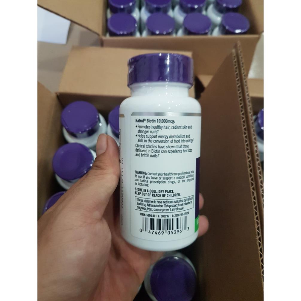 Viên Uống Natrol Biotin 10000 Mcg hộp 100 Viên Của Mỹ - Biotin 10.000 mcg