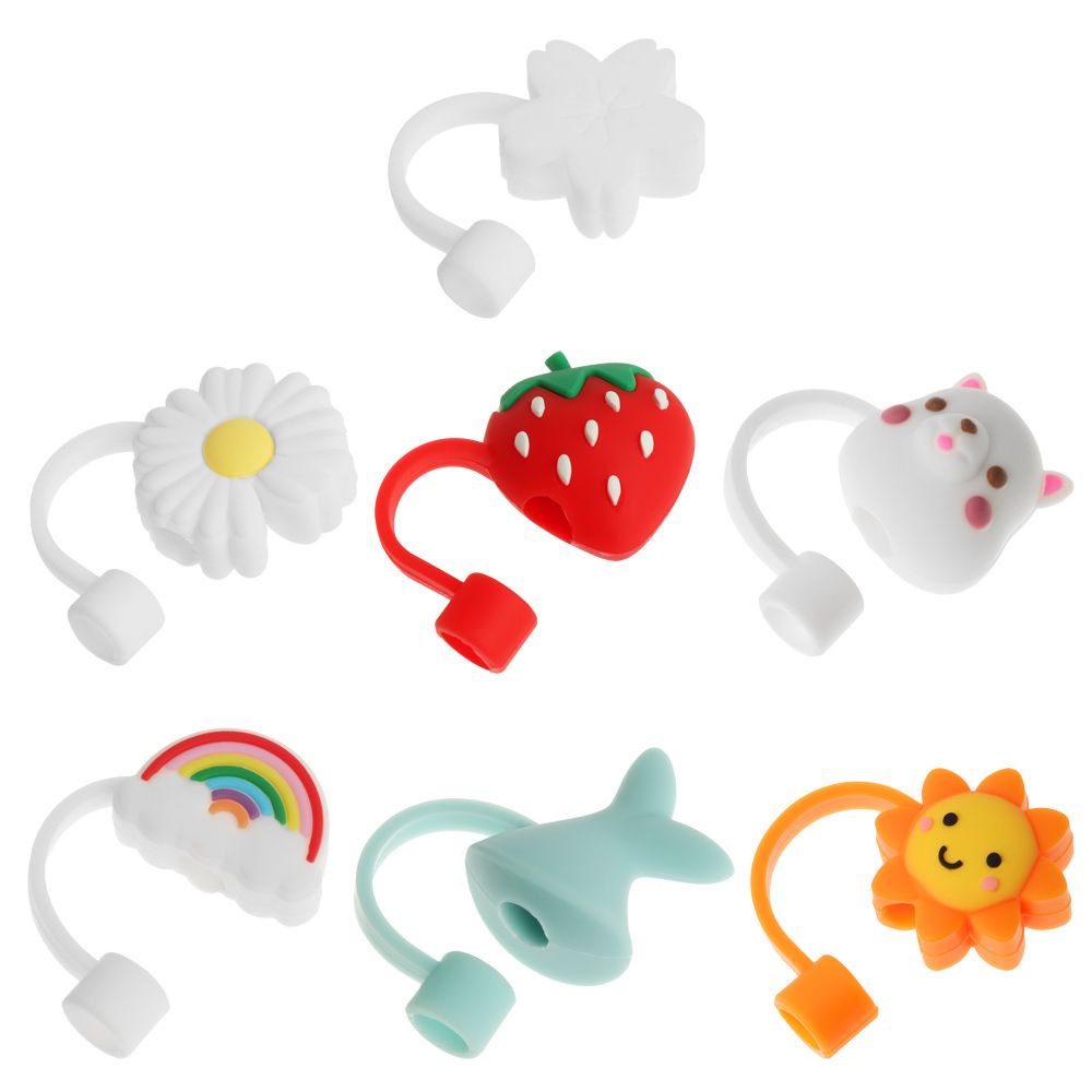 Nút silicon hình hoạt hình chống bụi dùng để bịt ống hút có thể tái sử dụng