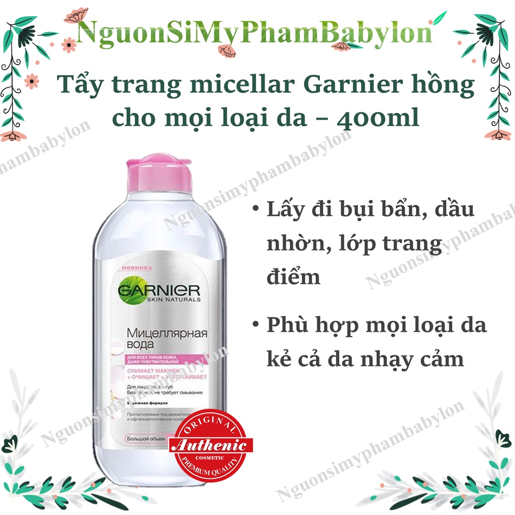 Nước Tẩy Trang Cho Mọi Loại Da Garnier Hồng - 400ml