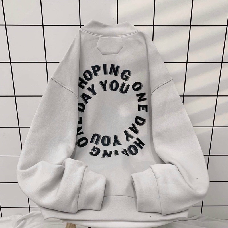 Áo Khoác Bomber HOPING Màu Xám Form Rộng Unisex Ulzzang
