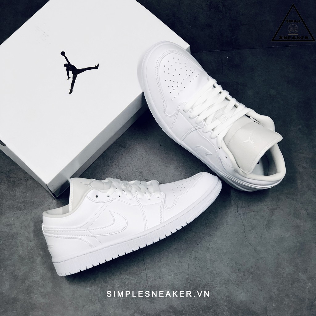 Giày Nike Jordan 1 Chính Hãng FREESHIP Nike Air Jordan 1 Low Allwhite- Giày Jordan 1 Cổ Thấp - Simple Sneaker