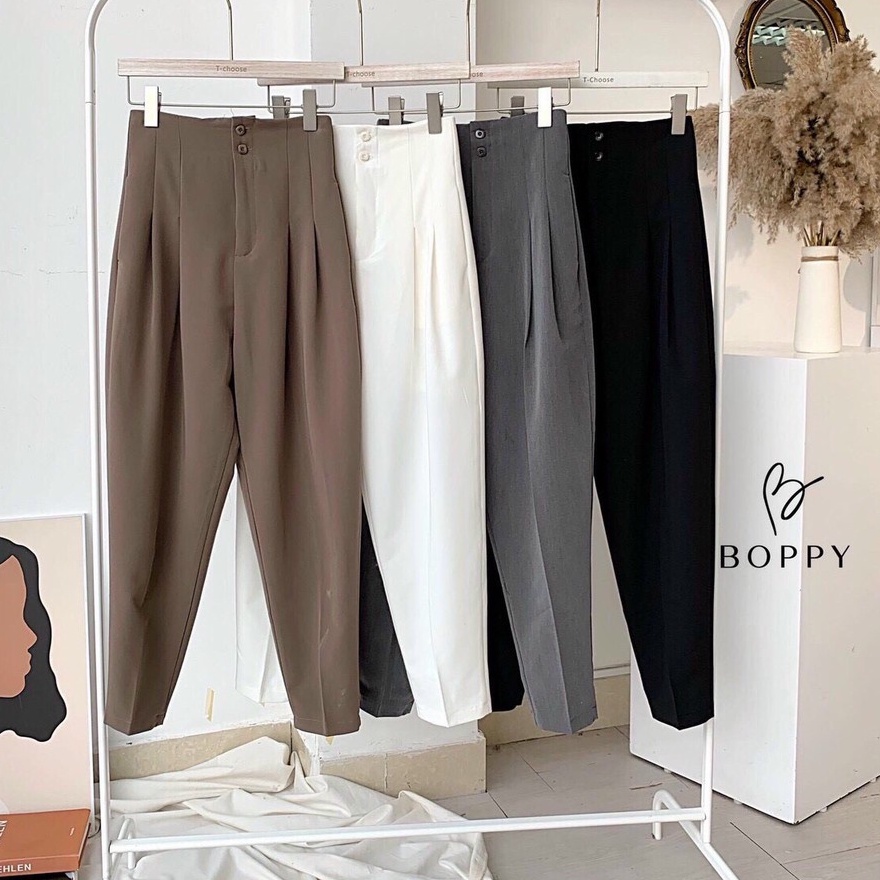 Quần baggy nữ công sở cạp liền siêu cao mẫu mới dáng dài ống đứng màu đen Quần tây nữ lưng cao đi học cấp 3 vải mềm đẹp