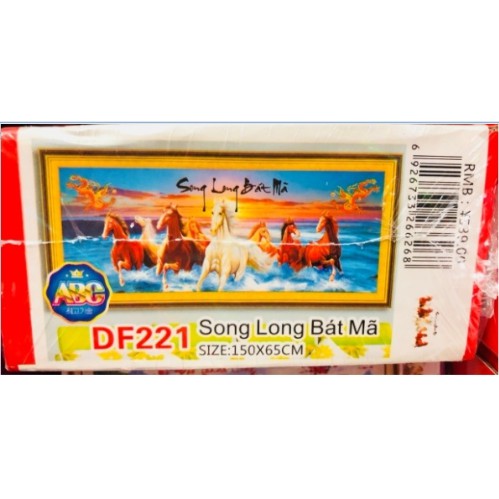 Song Long Bát Mã-Tranh Đính Đá Kim Cương Đa Sắc ABC DF221 (150X65)