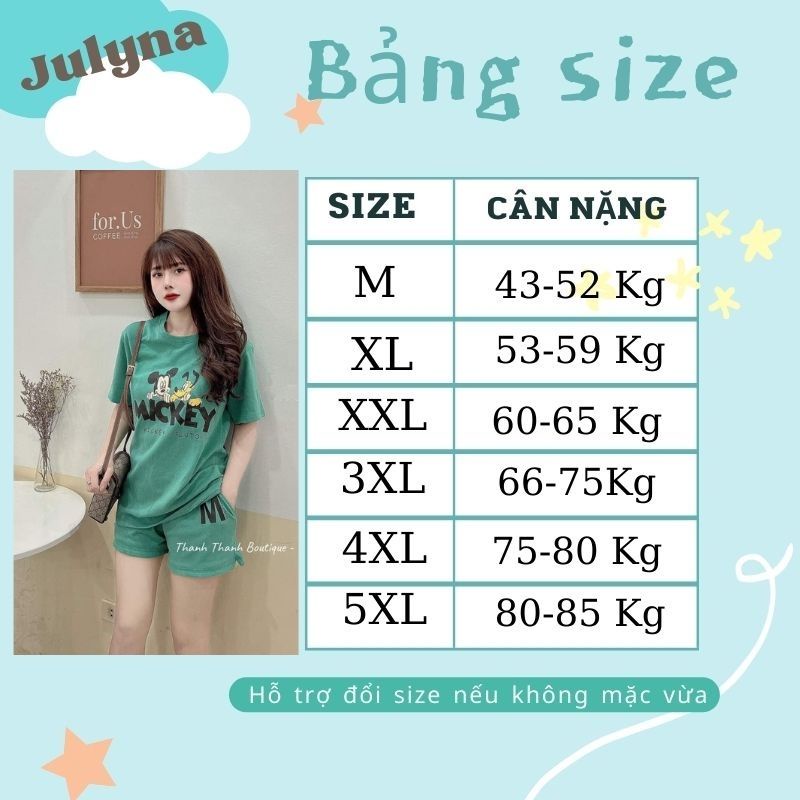 Đồ Bộ Nữ Set Bộ Đùi Thun Thêu Đồ Bộ Mặc Nhà Đẹp JULYNA QDD5 ĐÙI MICKEY