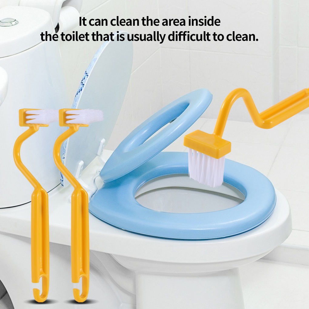 Bàn Chải Vệ Sinh Nhà Tắm/Nhà Bếp Hình Chữ V Với Tay Cầm Cong Tiện Dụng Màu Sắc Ngẫu Nhiên