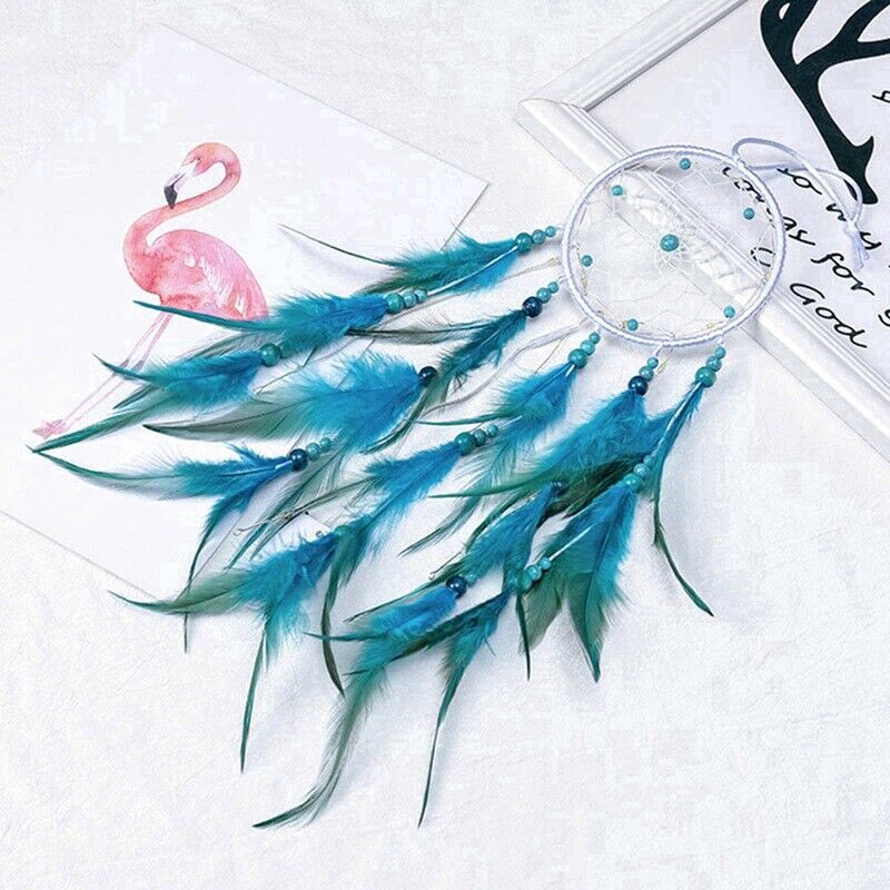 Dreamcatcher Đính Lông Vũ Có Đèn Led Trang Trí Phòng Ngủ Diy