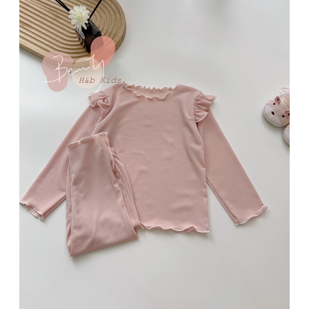 Bộ Đồ Dài Tay Trơn Bé Trai, Bé Gái 10-20kg Chất Thun Tăm Trượt Tay Bèo Cổ Viền Sóng - AN.KID