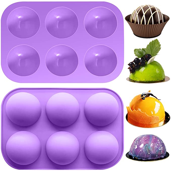 Khuôn Silicone Làm Bánh 6 Lỗ Hình Bán Cầu DIY