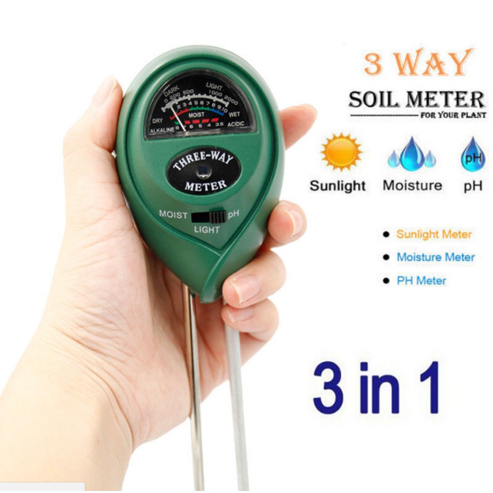 Máy đo, dụng cụ đo độ PH đất 3 trong 1 (PH, Độ ẩm, Ánh sáng) tròn