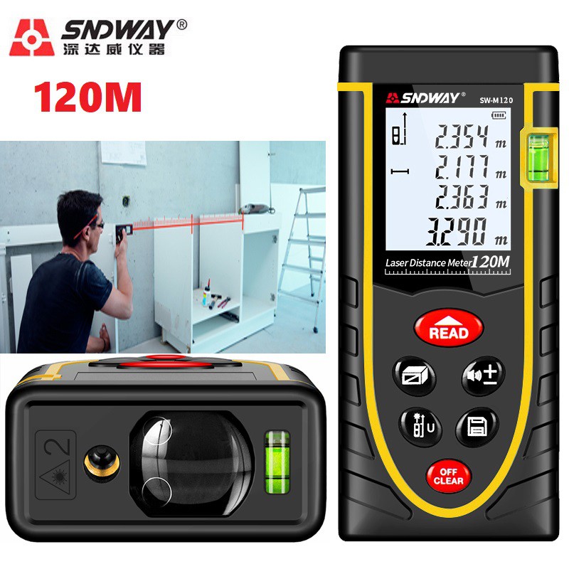 Thước đo khoảng cách bằng tia laser SNDWAY SW-M120 phạm vi đo 120m - Máy đo khoảng cách bằng laser