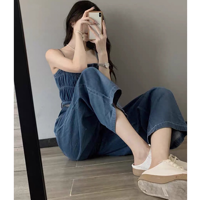 Jumpsuit Bò 2 Dây Dáng Lửng Tặng Kèm Đai Hàng Quảng Châu JS0010-Teen 888