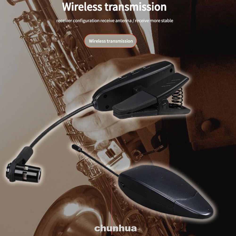 UHF Transmission Saxophone Auto Pairing Sensitive Noise Reduction Performance Portable Professional Wireless Microphone