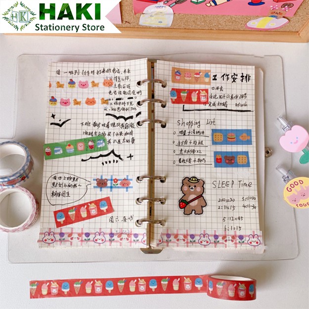 Washi tape cute HAKI, băng dính washi tape trang trí sổ butllet journal giá rẻ BD01