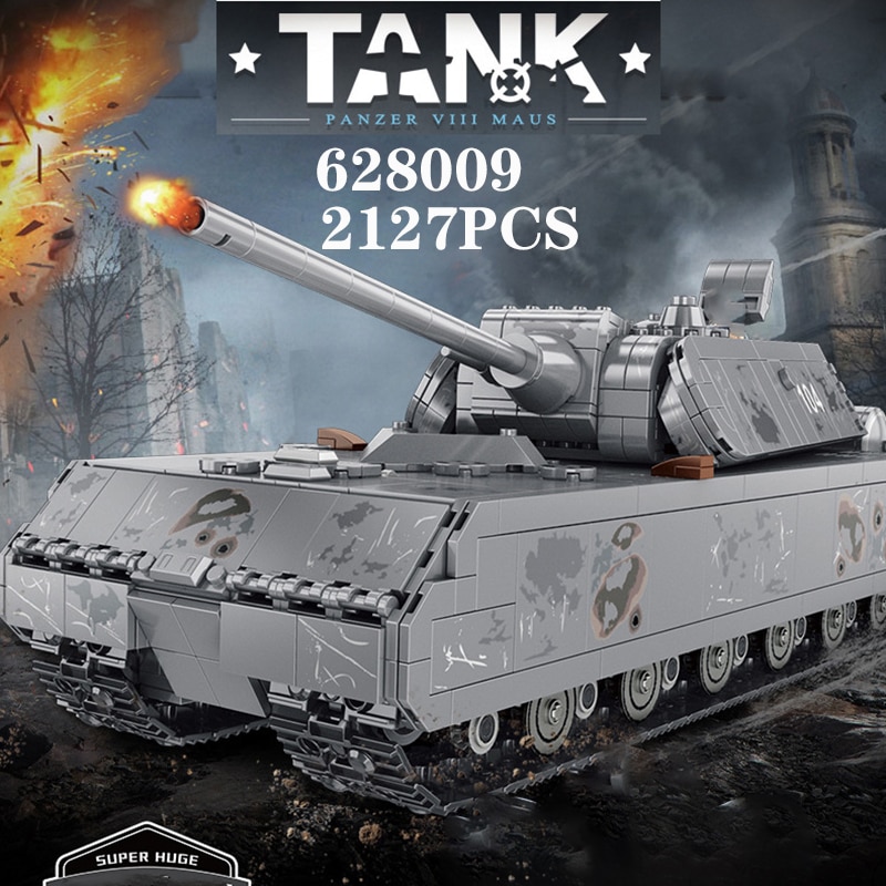 2021 New Đồ chơi Lắp ráp Mô hình xe tăng MOC Number Aight Mouse Tank  Panzer Maus 2127PCS Military  Toys for Kids  Gifts