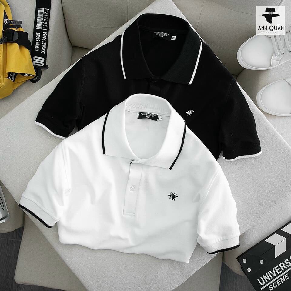 Aó polo thêu hình con ong, sang trọng, lịch sự, kiểu dáng trẻ trung.